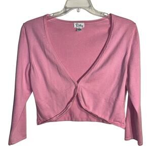 Lilly Pulitzer Pink Cropped Cardigan XL 100% Cotton Vintage Y2K Shrug